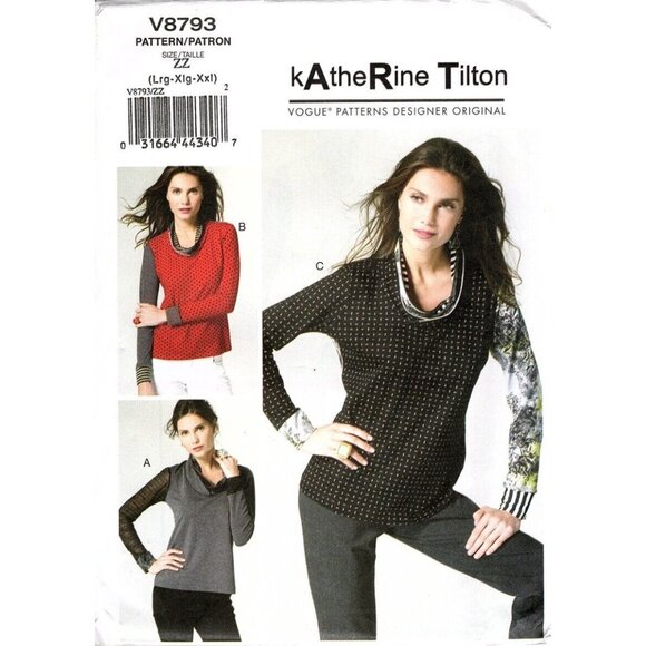 Vogue V8793 Misses L to XXL Katherine Tilton Pullover Top Sewing Pattern Uncut - Picture 1 of 2